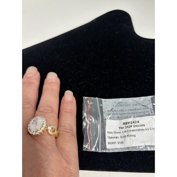 Bomb Party Ring RBP2424 The 2424 Unicorn - Gold Plating - Size 9 White Ice - Picture 3 of 11